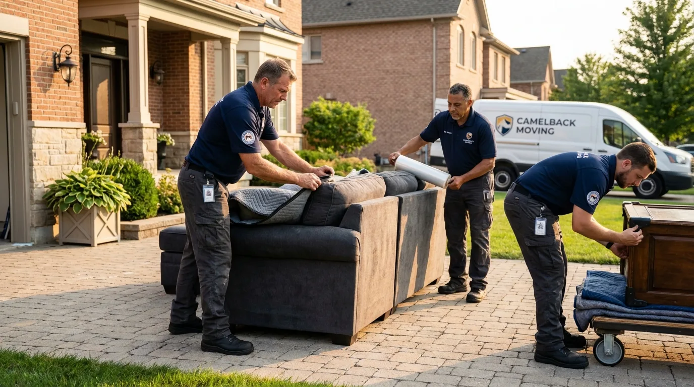 Large estate moving crew wrapping furniture in Fort Wayne, IN